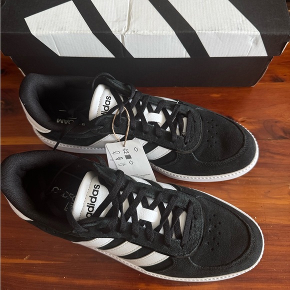 Adidas Breaknet Sleek Sneakers Black White Women’s US 9 Suede Cloudfoam Plus